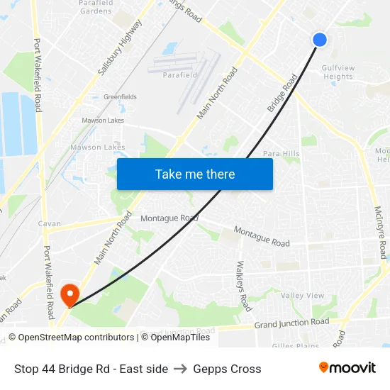 Stop 44 Bridge Rd - East side to Gepps Cross map