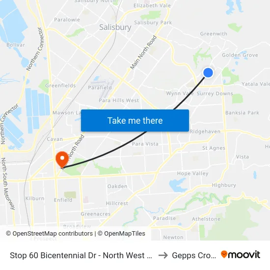 Stop 60 Bicentennial Dr - North West side to Gepps Cross map