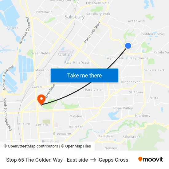 Stop 65 The Golden Way - East side to Gepps Cross map