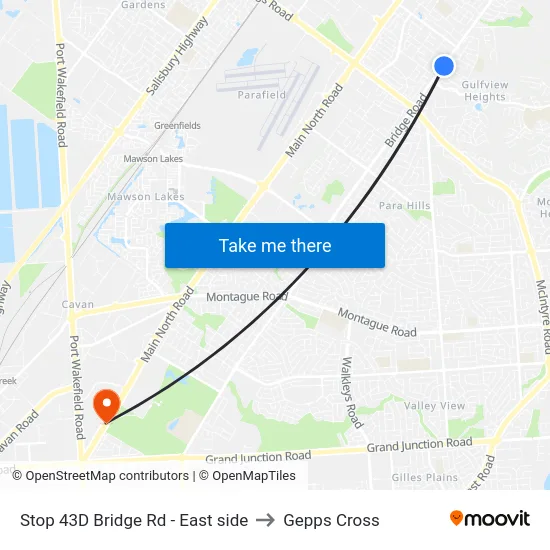 Stop 43D Bridge Rd - East side to Gepps Cross map