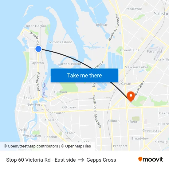 Stop 60 Victoria Rd - East side to Gepps Cross map