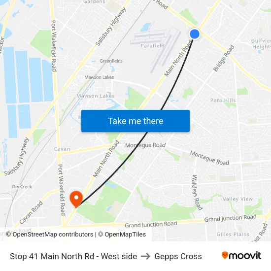 Stop 41 Main North Rd - West side to Gepps Cross map