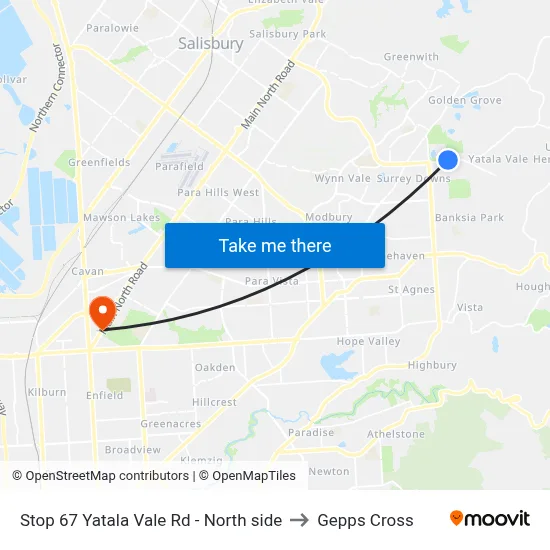 Stop 67 Yatala Vale Rd - North side to Gepps Cross map