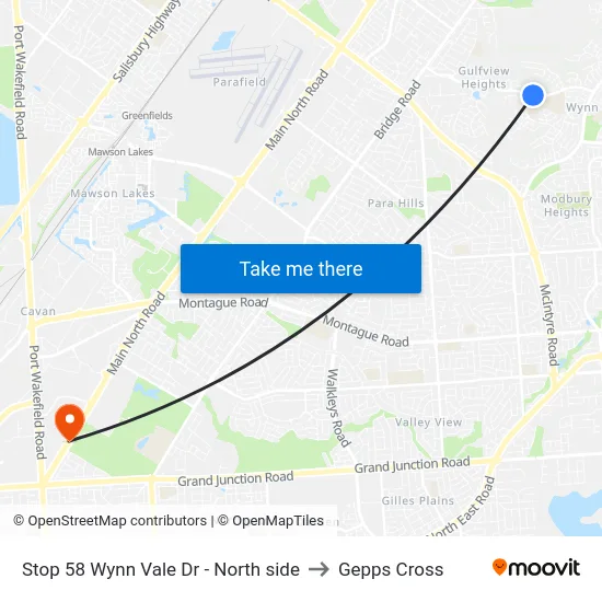Stop 58 Wynn Vale Dr - North side to Gepps Cross map