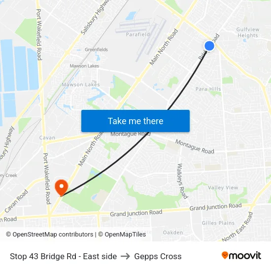 Stop 43 Bridge Rd - East side to Gepps Cross map