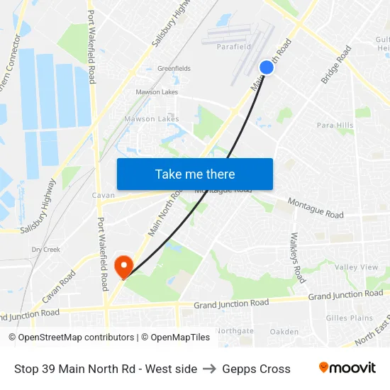 Stop 39 Main North Rd - West side to Gepps Cross map