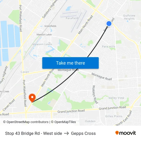 Stop 43 Bridge Rd - West side to Gepps Cross map