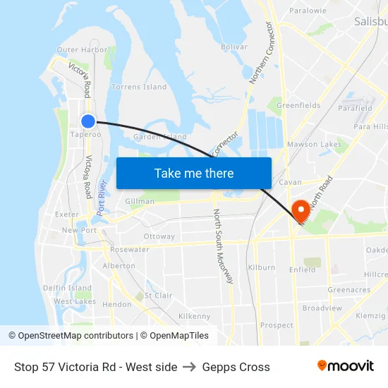Stop 57 Victoria Rd - West side to Gepps Cross map