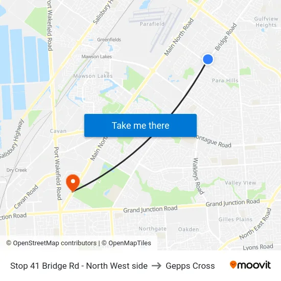 Stop 41 Bridge Rd - North West side to Gepps Cross map