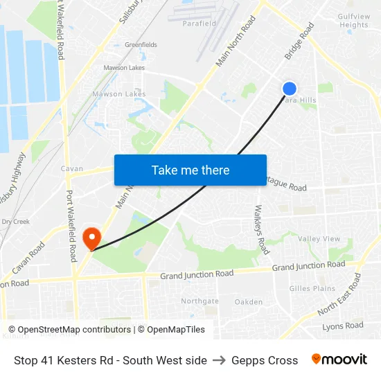 Stop 41 Kesters Rd - South West side to Gepps Cross map