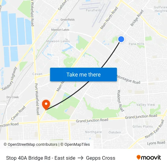 Stop 40A Bridge Rd - East side to Gepps Cross map