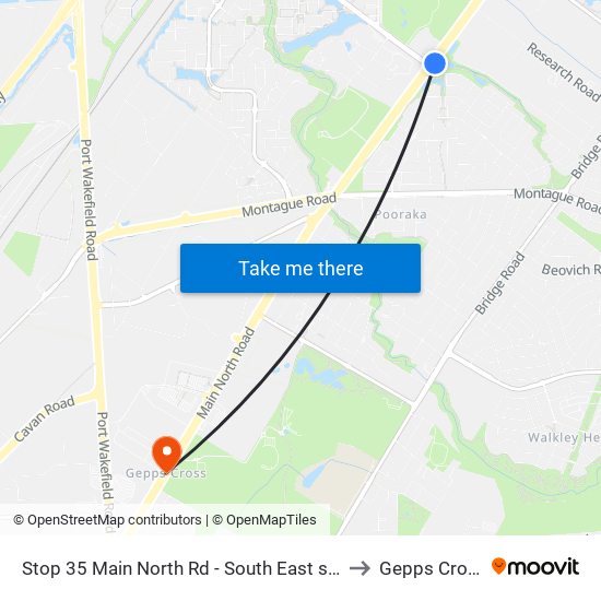 Stop 35 Main North Rd - South East side to Gepps Cross map