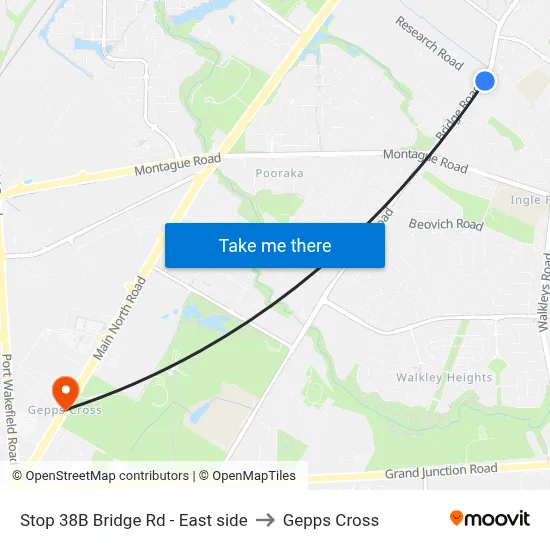 Stop 38B Bridge Rd - East side to Gepps Cross map