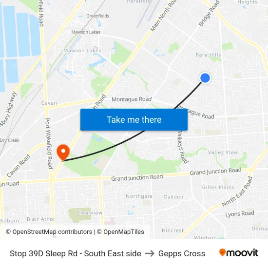Stop 39D Sleep Rd - South East side to Gepps Cross map