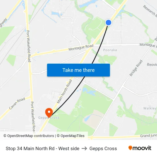 Stop 34 Main North Rd - West side to Gepps Cross map