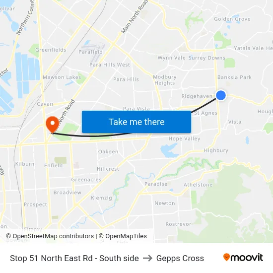 Stop 51 North East Rd - South side to Gepps Cross map