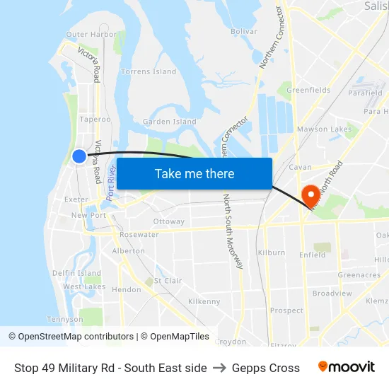Stop 49 Military Rd - South East side to Gepps Cross map