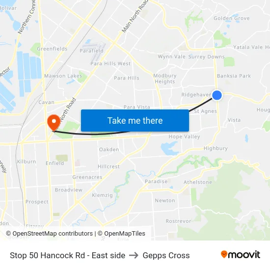 Stop 50 Hancock Rd - East side to Gepps Cross map