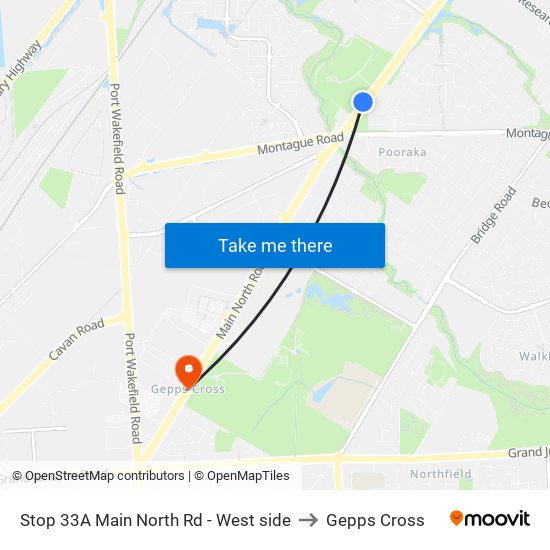 Stop 33A Main North Rd - West side to Gepps Cross map