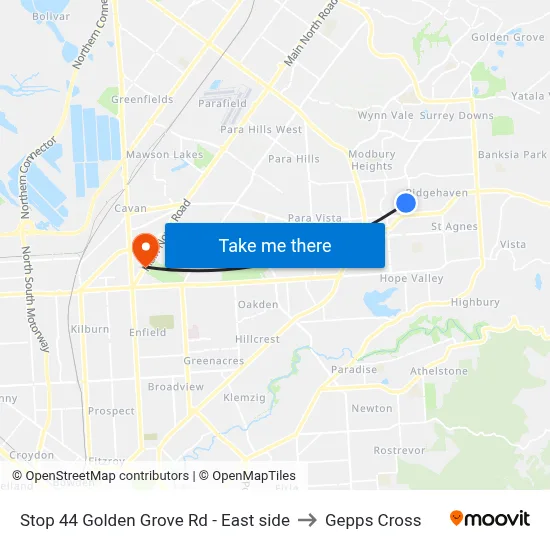 Stop 44 Golden Grove Rd - East side to Gepps Cross map