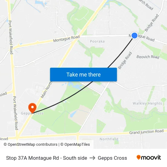 Stop 37A Montague Rd - South side to Gepps Cross map
