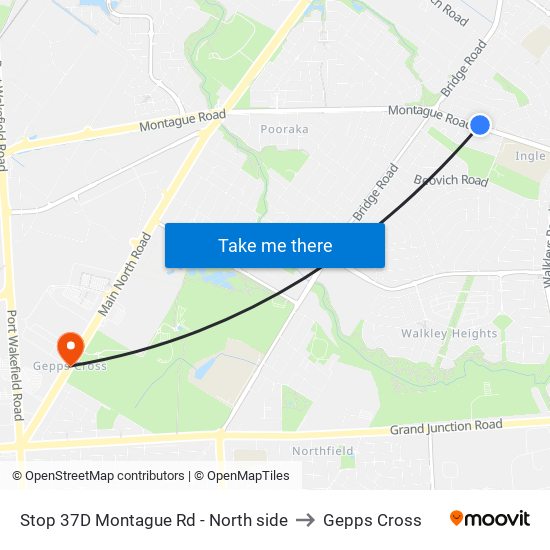 Stop 37D Montague Rd - North side to Gepps Cross map