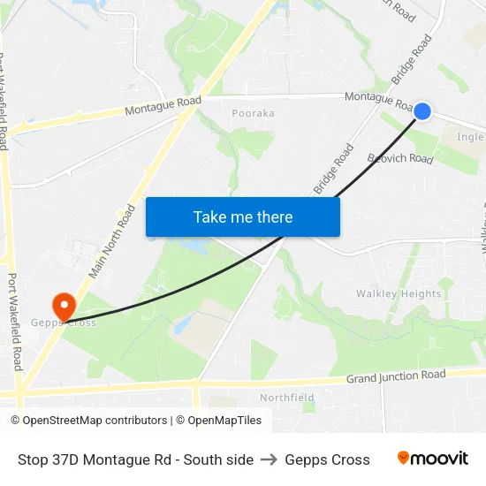 Stop 37D Montague Rd - South side to Gepps Cross map