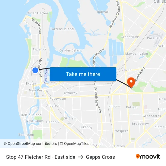 Stop 47 Fletcher Rd - East side to Gepps Cross map