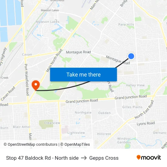 Stop 47 Baldock Rd - North side to Gepps Cross map