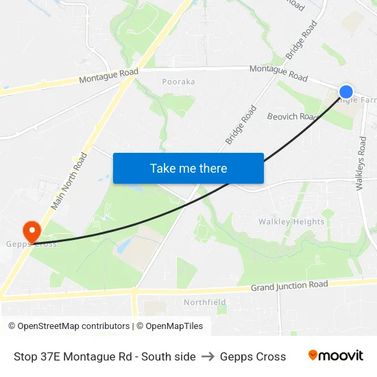 Stop 37E Montague Rd - South side to Gepps Cross map