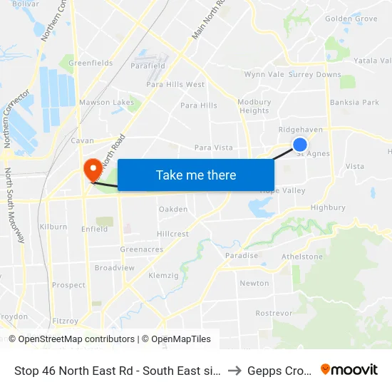 Stop 46 North East Rd - South East side to Gepps Cross map