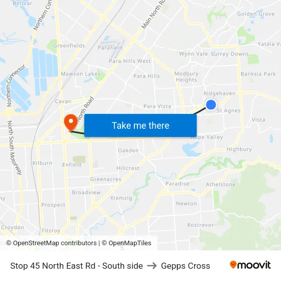 Stop 45 North East Rd - South side to Gepps Cross map
