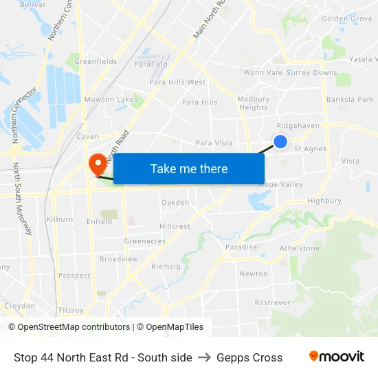 Stop 44 North East Rd - South side to Gepps Cross map