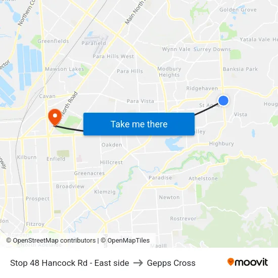 Stop 48 Hancock Rd - East side to Gepps Cross map