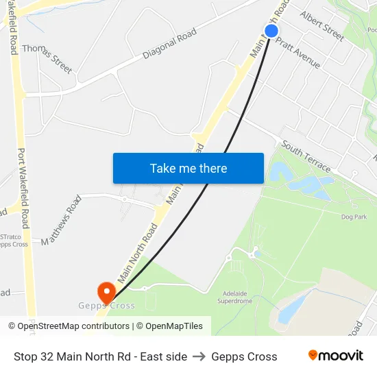 Stop 32 Main North Rd - East side to Gepps Cross map