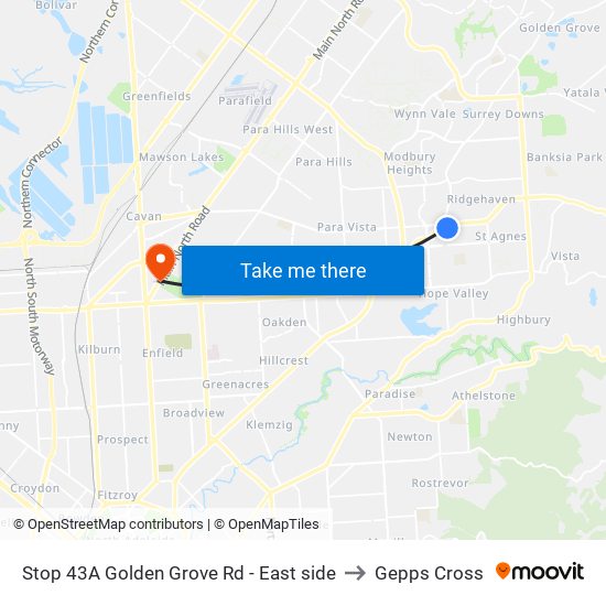 Stop 43A Golden Grove Rd - East side to Gepps Cross map