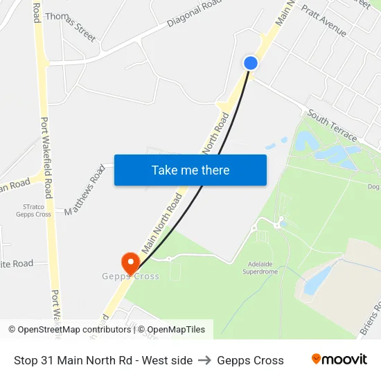 Stop 31 Main North Rd - West side to Gepps Cross map