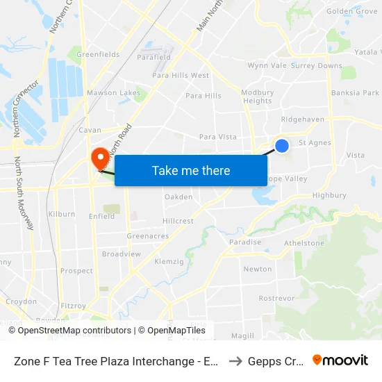 Zone F Tea Tree Plaza Interchange - East side to Gepps Cross map