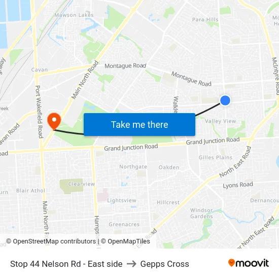 Stop 44 Nelson Rd - East side to Gepps Cross map