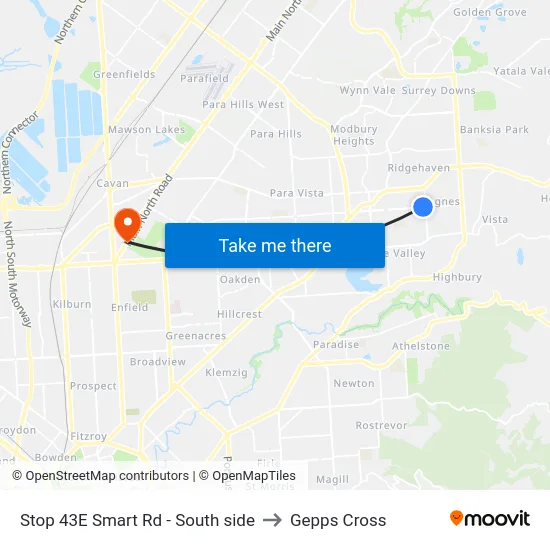 Stop 43E Smart Rd - South side to Gepps Cross map
