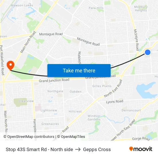 Stop 43S Smart Rd - North side to Gepps Cross map