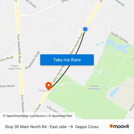 Stop 30 Main North Rd - East side to Gepps Cross map