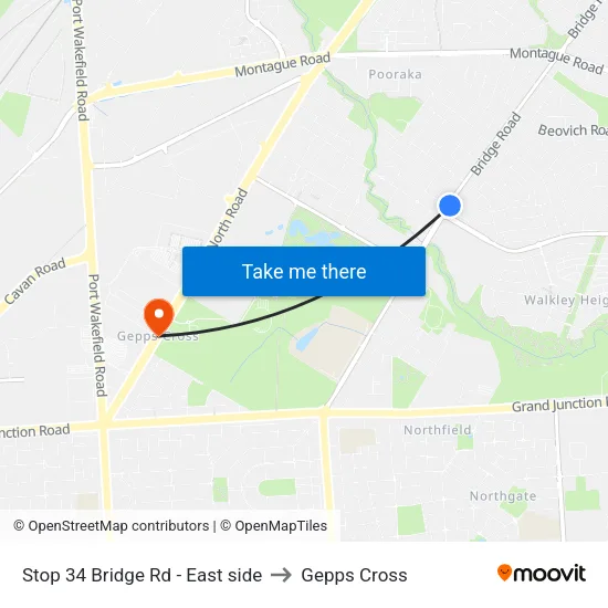 Stop 34 Bridge Rd - East side to Gepps Cross map