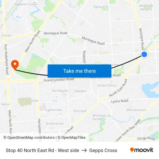 Stop 40 North East Rd - West side to Gepps Cross map