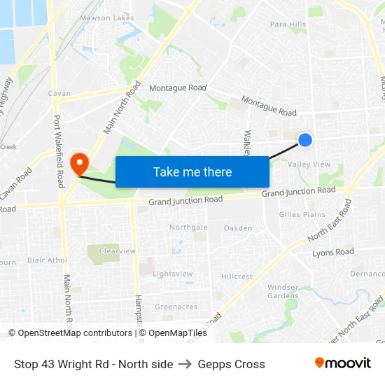 Stop 43 Wright Rd - North side to Gepps Cross map