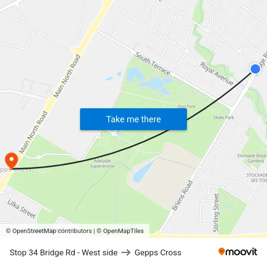 Stop 34 Bridge Rd - West side to Gepps Cross map