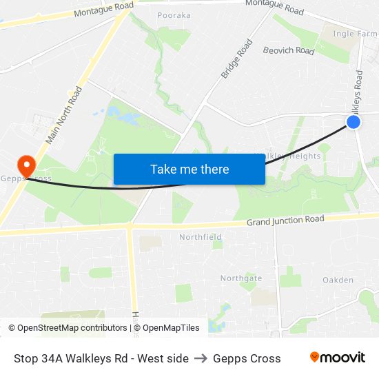Stop 34A Walkleys Rd - West side to Gepps Cross map