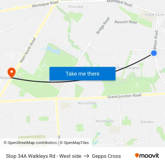 Stop 34A Walkleys Rd - West side to Gepps Cross map
