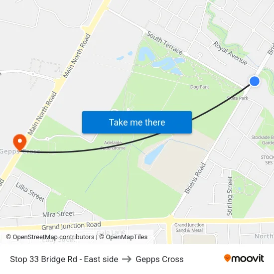 Stop 33 Bridge Rd - East side to Gepps Cross map