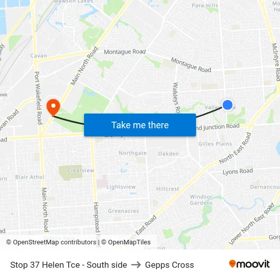 Stop 37 Helen Tce - South side to Gepps Cross map